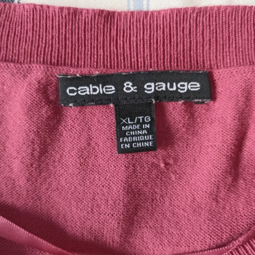 🎀 EUC Cable & Gauge Rosy Pink Crew Neck Bow Sweater, Size XL - Picture 8 of 10